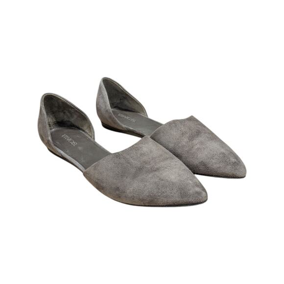 Vince Nina D'Orsay Flat Suede Gray Womens 9 Corpcore Plain Pointed Toe Shoes - Picture 1 of 5